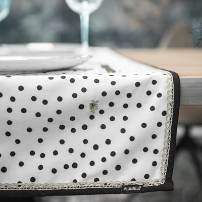 Melli Mello - Nora Dots - Tafelloper 50x140 cm - Katoen - Polkadot - Gouden Rand