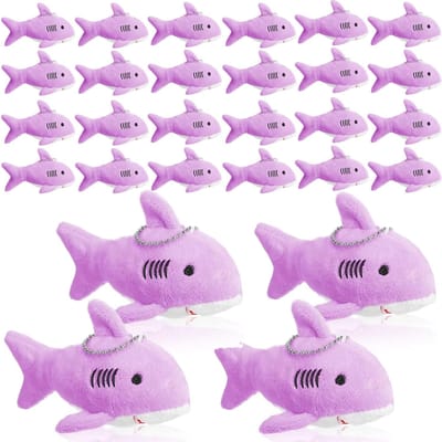 12-4s Haai Pluche Sleutelhanger Mini Knuffeldier 10 cm Haai Feestartikelen Grootverpakking Zachte Kleine Haai Sleutelhanger Haai Rugzak Sleutelhanger 24 PCS