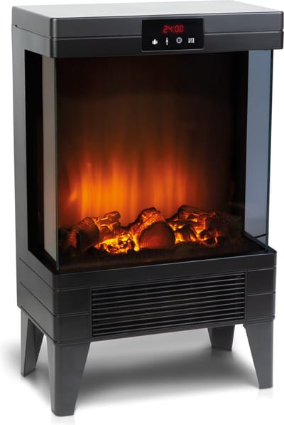 Bewello - Elektrische haard - Met verwarming - Sfeerhaard - Electrische Kachel - Vrijstaand - Zwart - 180° - 2000W - BW2105 -