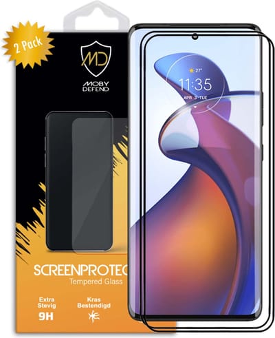 2-Pack MobyDefend Screenprotectors - Geschikt voor Motorola Edge 30 Fusion - Screensaver Met Zwarte Randen - Gehard Glas