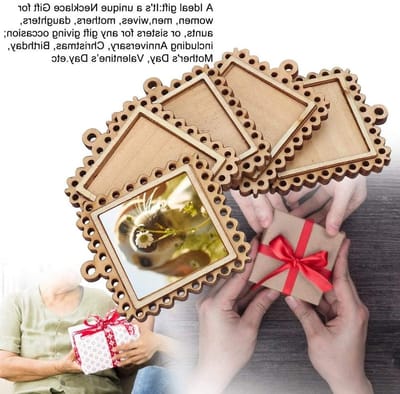 Houten Fotolijst Set van 5 Stuks - Rechthoekige Gegraveerde Lijsten voor Sleutelhanger en Wanddecoratie - 5 x 4 cm Fotolijsten
