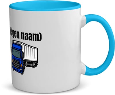 Akyol - blauwe vrachtwagen met eigen naam koffiemok - theemok - blauw - Vrachtwagen chauffeur - vrachtauto chauffeurs - iemand die houdt van vrachtwagens - verjaardag - cadeau - kado - geschenk - 350 ML inhoud