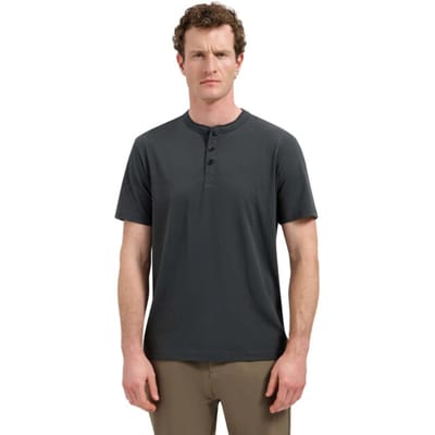 No Excess T-Shirt Granddad Half Button Melange Dark Steel  2XL