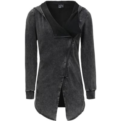 Forplay Vest met capuchon - Asymmetric Vintage Zipper - S tot XL - voor Vrouwen - zwart