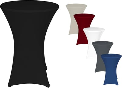 Set van 5 Stretchoezen voor Bistrotafel of Statafel (Ø 80-85 cm) - Zwart, Strijkvrij & Öko-Tex Gecertificeerd