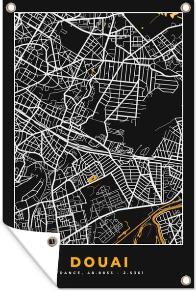 Muurdecoratie Frankrijk - Douai - Stadskaart - Kaart - Plattegrond - 120x180 cm - Tuinposter - Tuindoek