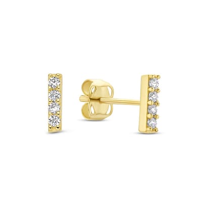 New Bling 9NBG-0470 Gouden Oorknopjes - Dames - 4 Zirkonia Steentjes - 6 x 1,6 mm - 14 karaat - Goud