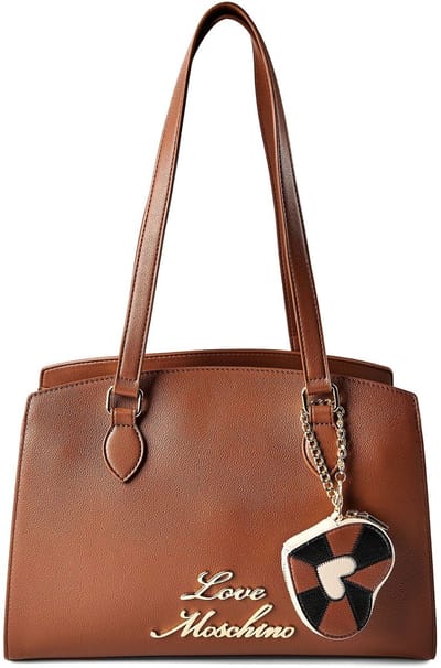 Love Moschino Heart Charm Schoudertas Leder 35 cm - Dames - brown - brown