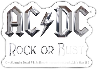 AC/DC Logo In Zilver Rock Or Bust Album Sticker maat S (10 x 10 cm)