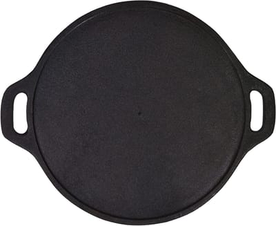 Gietijzeren Koekenpan - Dosa Tawa Pan - Pannenkoeken Bakken - Vooraf Gekruid - 14 Inch - Zwart