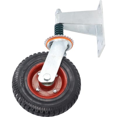 Roue de portail 8 pouces Capacité de charge 600 lb Acier à haute teneur en carbone et caoutchouc Roue de portail Roulette Grise rouge