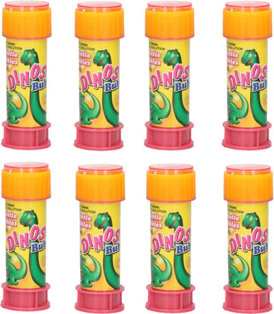 Dinosaurus dinosaurius thema bellenblaas flesjes - 8x - met bal spelletje in dop - 60 ml - voor kinderen