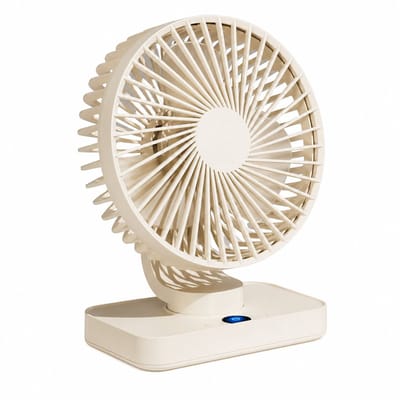 VHV-Bureauventilator met LED-Display - Oplaadbare Ventilator met 5 Snelheden - Oscillerende Tafelventilator - Stille Ventilator voor Thuis en Kantoor - Crèmewit