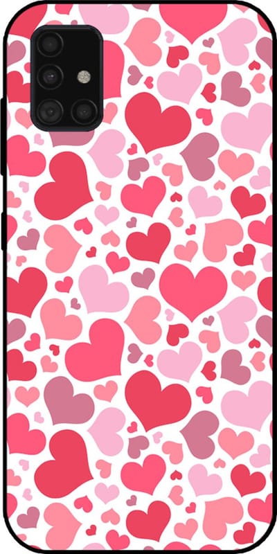 Smartphonica Telefoonhoesje Geschikt voor Samsung Galaxy A51 4G met Hartjes Print - Hearts Design TPU Backcover Case - Kinder Hoesje met Hartjes Design geschikt voor Samsung Galaxy A51 4G