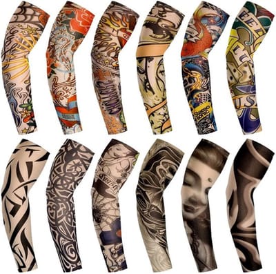 SolidChoice - Tattoo-mouwen set - 12 stuks - UV-bescherming - Kleurrijk patroon