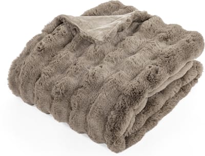 Tiseco - Deken BUBBLE - imitatie konijnenbont plaid - 130x170 cm - Taupe