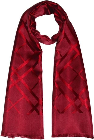 Luxe Heren Sjaal 100% Zijde Jacquard Geweven Damast Sjaal 25 x 160 cm Donkerrood