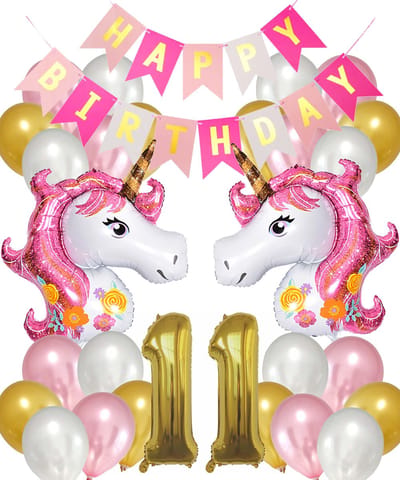 Snoes Ballonnen Set Unicorn 11 Jaar - Verjaardag Versiering Slinger - Folieballon - Helium Ballonnen