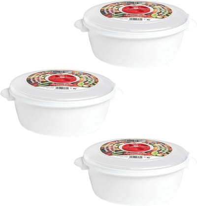 Plastic Forte Magnetronschaal met deksel/ventiel - 3x - 1,5 liter - wit - kunststof - BPA vrij - keukenhulpmiddelen