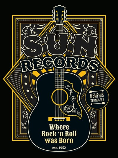 Signs-USA - Concert Sign - metaal - Sun Record Guitar - 20 x 30 cm