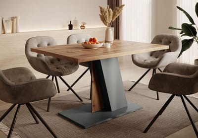 Meubella - Eetkamertafel Brand - Eiken - Grijs - 138 cm