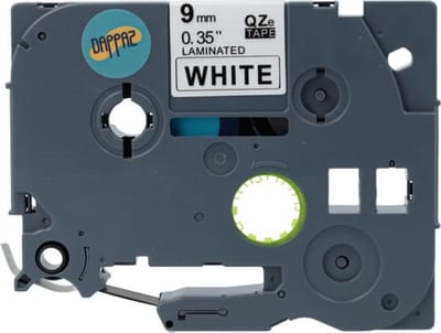 Dappaz - Brother Compatible Labeltape TZe-221 / Qze-221 Zwart op Wit 9 mm x 8 m - Geschikt voor de Brother P-touch labelprinters - 1 stuks