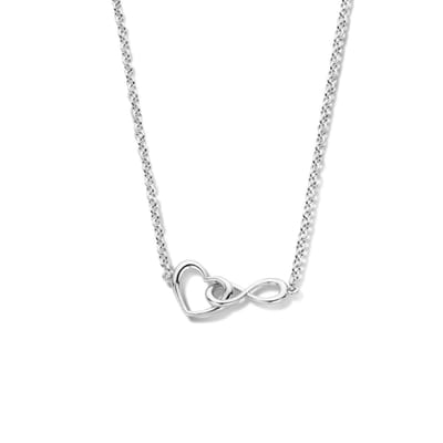 zilver gerhodineerd collier hart en infinity 42 + 3 cm 1337213