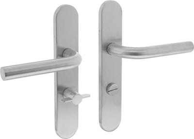 Intersteel Deurkruk Recht op verdekt schild met toilet-/badkamersluiting 63 mm rvs geborsteld