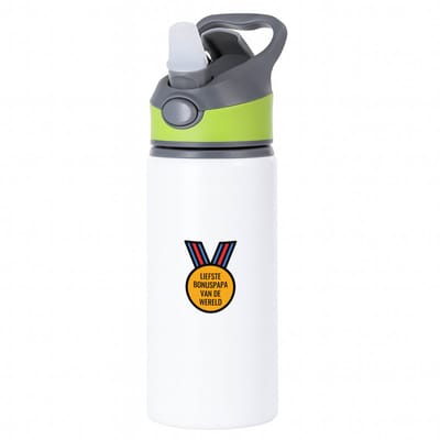 Hacebo® - liefste bonuspapa van de wereld waterfles met rietje groen - Papa - de liefste bonusvader - vader cadeautjes - vaderdag - verjaardagscadeau - verjaardag - cadeau - geschenk - kado - gift - vader artikelen - water fles - 650ML