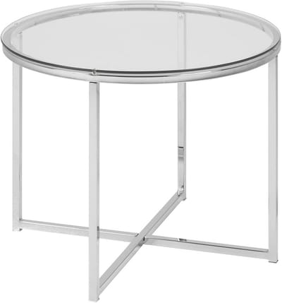 hoektafel - bijzettafel bijzettafeltje - ruimte besparen - metaal chroom gepoedercoat - 55 x 55 x 45 cm - zilver