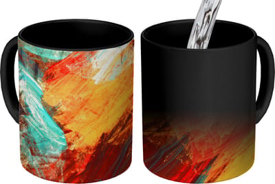 Magische Mok - Foto op Warmte Mokken - Koffiemok - Schilderij - Abstract - Olieverf - Magic Mok - Beker - 350 ML - Theemok