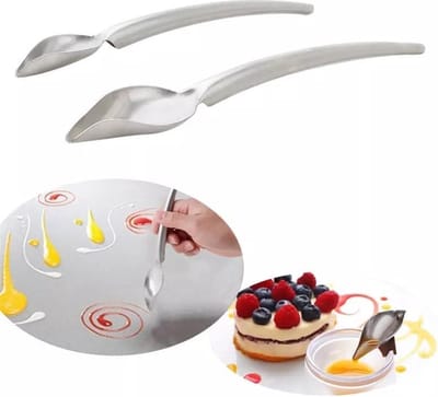 Decoratie lepel - opmaak lepel - set van 2- desertsaus lepel - culinaire gerechten - doseerlepel - diner - chef's spoon - writing spoon
