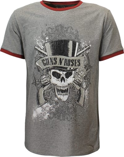 Guns N’ Roses Faded Skull Ringer T-Shirt - Officiële Merchandise - S