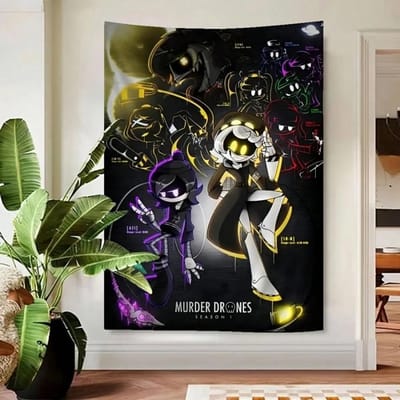 Murder Drones Anime Decor Wandkleed Uzi N En V Thema Wanddecoratie Decoratief Wandkleed Voor Woonkamer Slaapkamer Studentenkamer 40cmX60cm gray