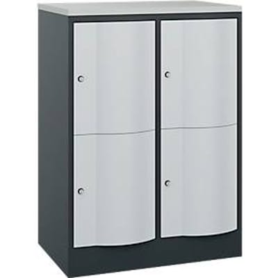 C+P Resisto lockerkast, 2 vakken, 4 legborden, B 772 x D 540 x H 1077 mm, antracietgrijs/lichtgrijs