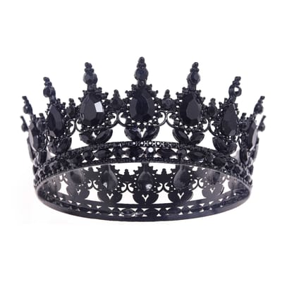 Vintage Barok Koningin Koning Bruid Tiara Kroon Voor Vrouwen Hoofddeksel Gala Bruids Bruiloft Tiara's en Kronen Haar Sieraden Accessoires black