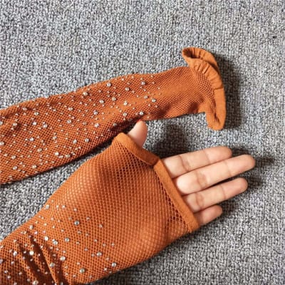Grote Maat Professionele Latijns-Amerikaanse Dans Panty's Dames Sexy Mesh Visnet Ondergoed Glitters Strass Feest Kousen One Size orange