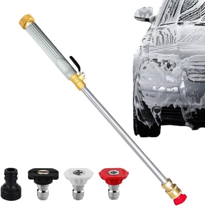 Hogedrukspuit Tuinslang - Reinigingsspuit Verstelbaar - Buitenschoonmaak Werk - Messing Connector Duurzaam - 44 cm - Grijs