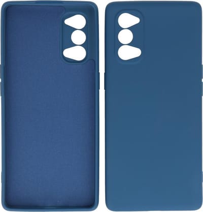 Hoesje Geschikt voor OPPO Reno 4 5G - Fashion Telefoonhoesje Backcover - Siliconen Hoesje - Navy