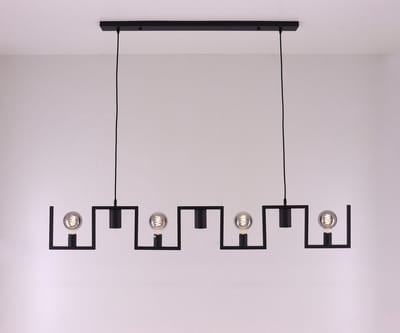 Hanglamp 7-lichts combi E27 met Gu10 spots - mat zwart 150 cm