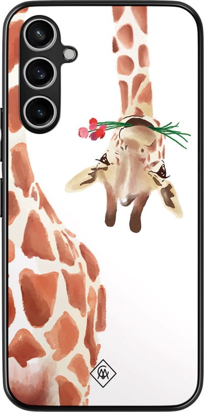 Casimoda® hoesje - Geschikt voor Samsung Galaxy A15 - Giraffe - Zwart TPU Backcover - Giraffe - Bruin/beige