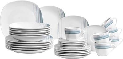 Thuys – Serviesset 30 Delig – 6 Persoons – Compleet Servies – Porseleinen – 26x29x30cm – WitBlauw