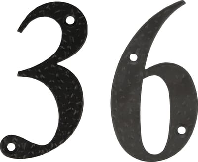 AMIG Huisnummer 36 - massief gesmeed staal - 10cm - incl. bijpassende schroeven - zwart