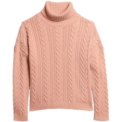 Superdry - Kabeltrui met rolkraag en lage schouders - Dames - Sweaters