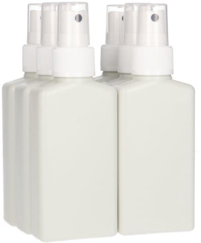 6 x Plastic Flessen 100 ml - Brievenbus Fles met Spraypomp wit - 100% Gereycled HDPE Kunststof- Gerecycled HDPE Kunststof - Onbreekbaar - ca. 70% minder Co2 uitstoot door gerecycled materiaal - 6 stuks