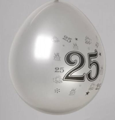 Ballon zilver cijfer 25 ø 30 cm 8 stuks - .