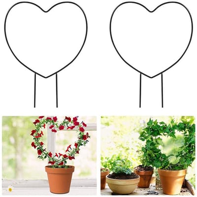 2 Pièces Treillis de Jardin en Fer Noir pour Plante Grimpante Vigne Plante Support Métal Fil en Forme de Cœur Support de Plante Grimpante noir