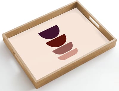 Dienblad hout 50x35 cm - Schootdienblad - Harmonieus - Symmetrisch - Rood - Borrelplank rechthoek - Plateau dienbladen