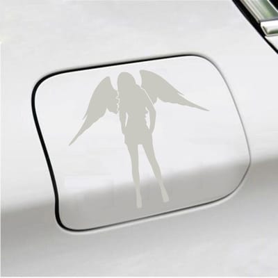 Bumpersticker - Dame Engel - 13 X 14 - Zilver