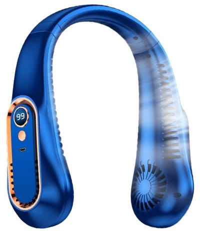 Ventilator zonder bladen - Draagbare USB-oplaadbare hoofdbandventilator, mini en stil, zonder bladen - Tweeweg luchtstroom - Uitstekend verkoelend effect, lange batterijduur - 1 stuk (blauw)